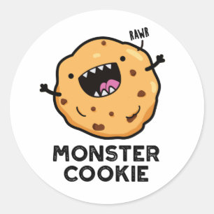 Adesivo Redondo Monster Cookie Comida Engraçado