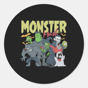 Adesivo Redondo Monster Mash Dia de as Bruxas engraçado Spooky Sea