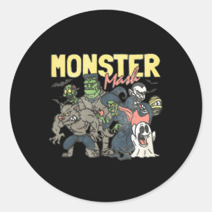 Adesivo Redondo Monster Mash Happy Halloween Spooky Season Trick O