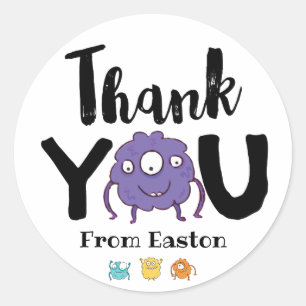 Adesivo Redondo Monster Obrigado Sticker