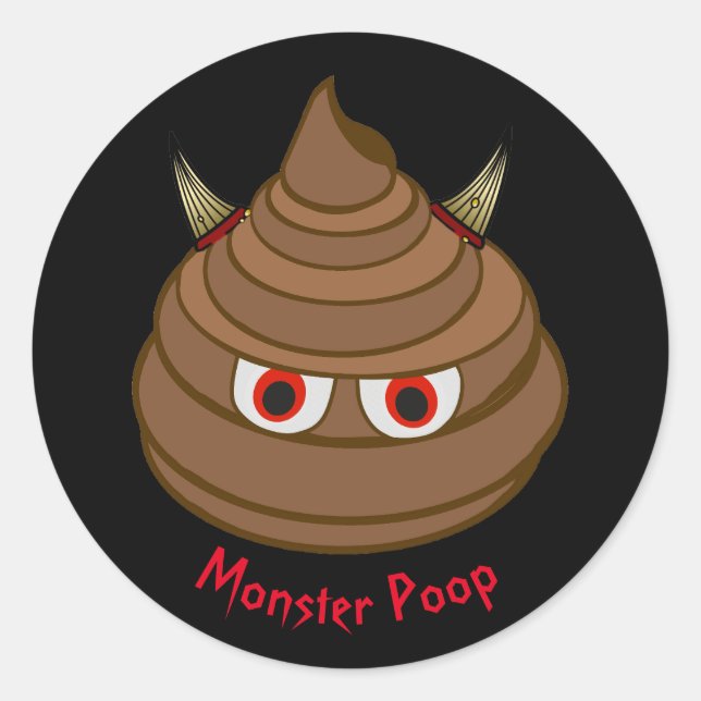 Adesivo Redondo Monster Poop Emoji Sticker (Frente)