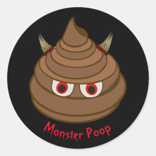 Adesivo Redondo Monster Poop Emoji Sticker