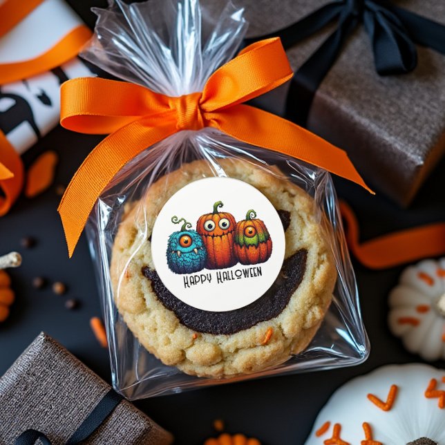 Adesivo Redondo Monster Pumpkins (Yummy!)