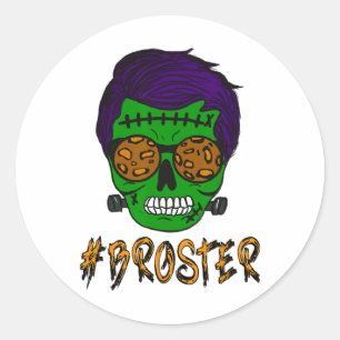 Adesivo Redondo Monster Skull Broster Brother Halloween Correspond