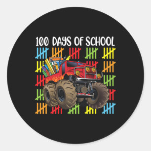Adesivo Redondo Monster Truck 100º Dia de Meninos Escolares