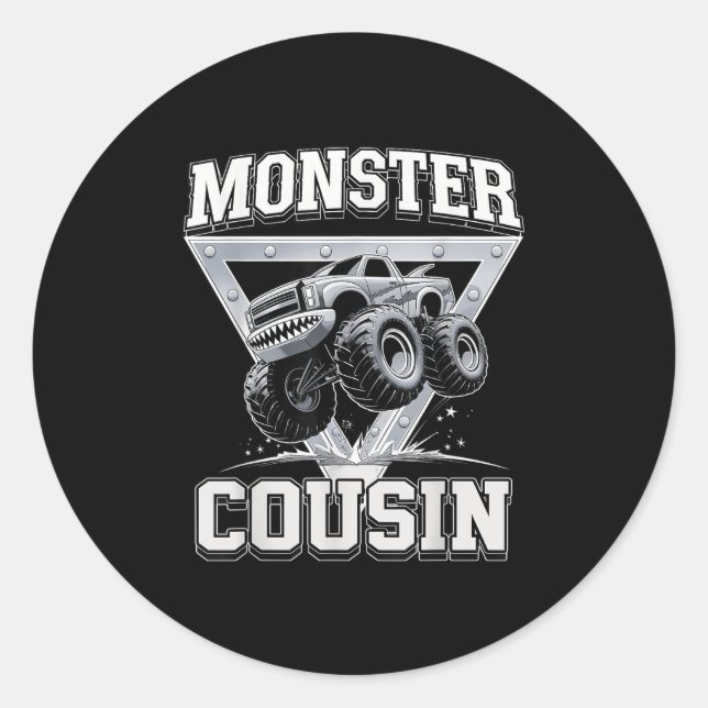 Adesivo Redondo Monster Truck Cousin Fathers Day Monster Truck Are (Frente)