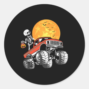 Adesivo Redondo Monster Truck Halloween Boys Pumpkin