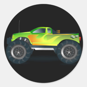 Adesivo Redondo Monster Truck. Recolha legal e colorida