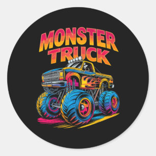 Adesivo Redondo Monster Truck Retro Colorido