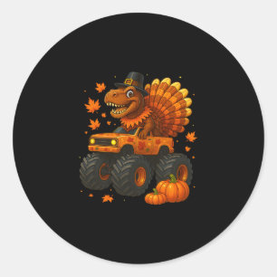Adesivo Redondo Monster Truck Trex Dinossauro Peru Fall Thanksgivi