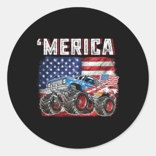 Adesivo Redondo Monster Truck Usa Flag Merica Men 4 De Julho