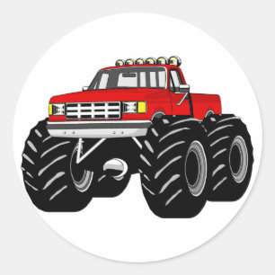 ADESIVO REDONDO MONSTER TRUCK VERMELHO