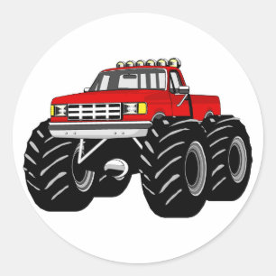 ADESIVO REDONDO MONSTER TRUCK VERMELHO