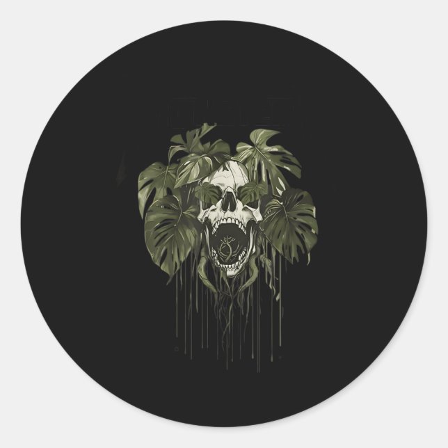 Adesivo Redondo Monstera Funny Skull Plant Lover Nge Gardener Wome (Frente)