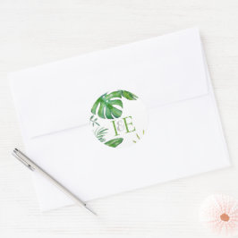 Adesivo Redondo Monstera Tropical Deixa O Correspondente Verde