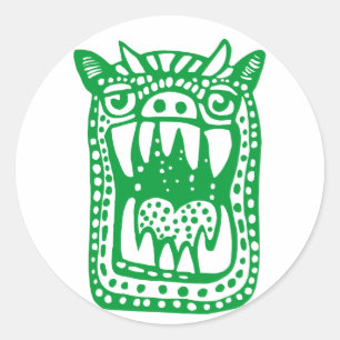 Adesivo Redondo Monstro Assustador - Verde