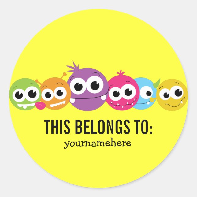 Adesivo Redondo Monstro bobo Giro PERTENCENTE A Vinhetas (Frente)