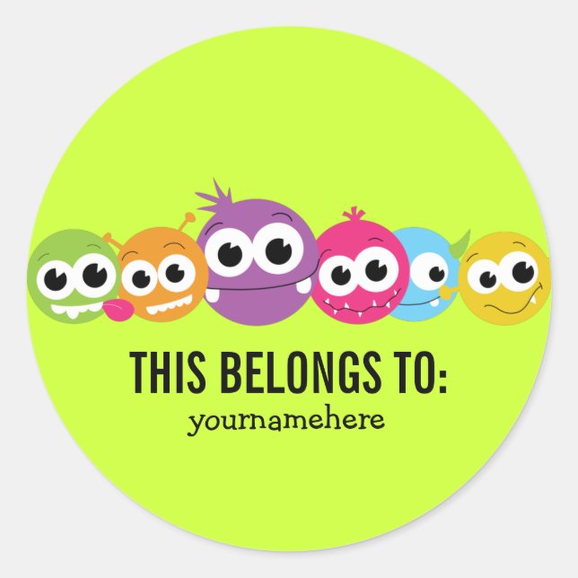 Adesivo Redondo Monstro bobo Giro PERTENCENTE A Vinhetas (Frente)