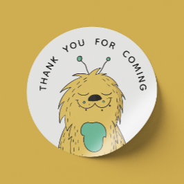 Adesivo Redondo Monstro bonito. Obrigado de aniversário para vir