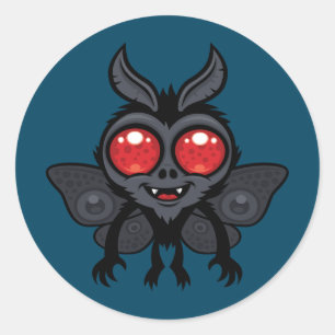 Adesivo Redondo Monstro Cryptid Cute e Assustador Mothman