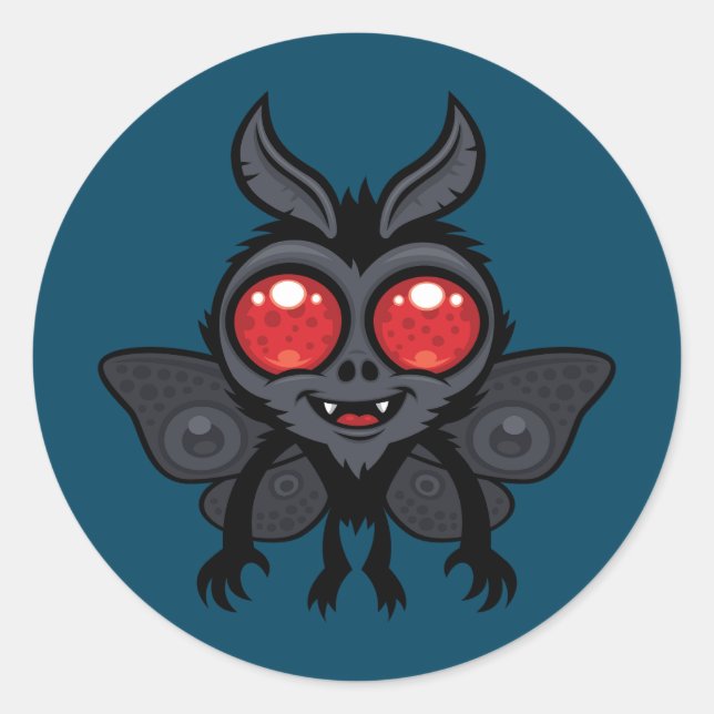 Adesivo Redondo Monstro Cryptid Cute e Assustador Mothman (Frente)