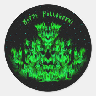 Adesivo Redondo Monstro da Chama no céu estrelado