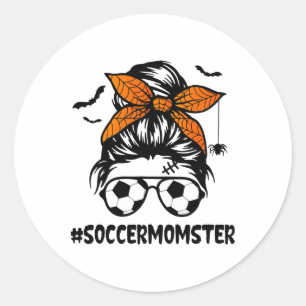 Adesivo Redondo Monstro da Mamãe de Futebol para Mulheres Dia das