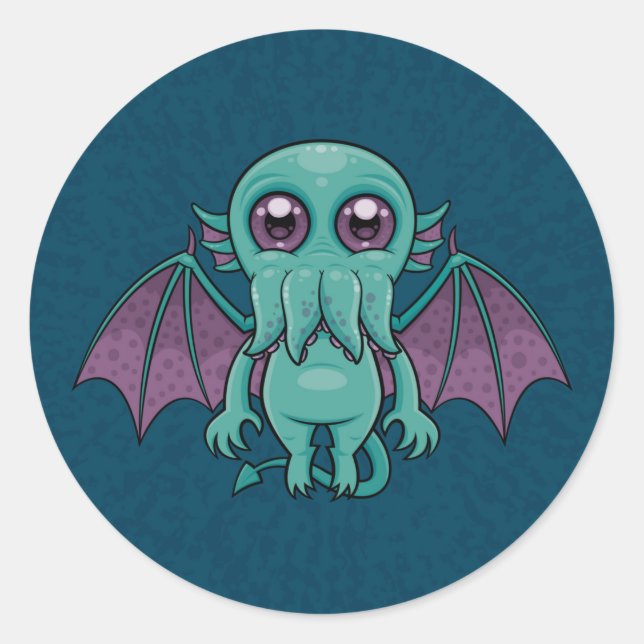 Adesivo Redondo Monstro de Cthulhu, Bebê Cento (Frente)