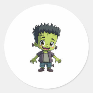 Adesivo Redondo Monstro de Frankenstein - Cartoon de Halloween bon