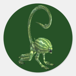 Adesivo Redondo Monstro de Melancia Verde Engraçado