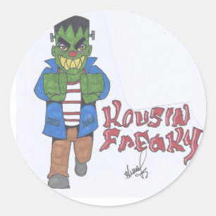 Adesivo Redondo Monstro do Kousin Freaky