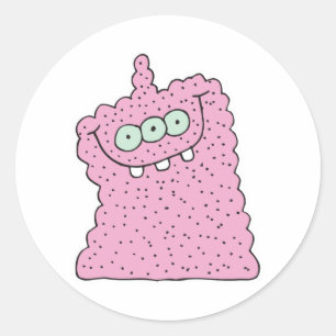 Adesivo Redondo monstro engraçado rosa de três olhos