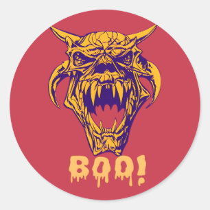 Adesivo Redondo Monstro feroz Boo de Halloween Design Stickers