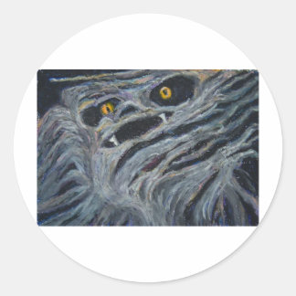 Adesivo Redondo Monstro na madeira