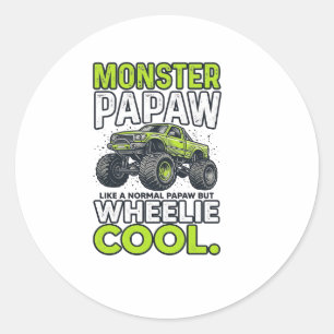 Adesivo Redondo Monstro Papaw Wheelie Legal Caminhão Monstro Engra