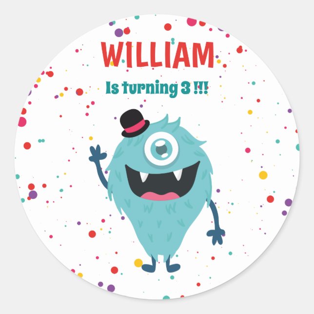 Adesivo Redondo Monstro Pequeno Monstros (Frente)