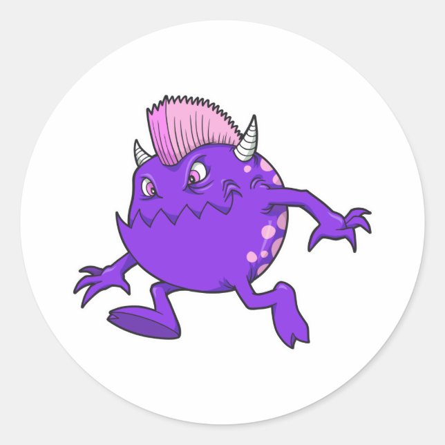 Adesivo Redondo monstro púrpura do diabo (Frente)