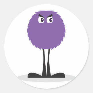 Adesivo Redondo monstro roxo felpudo fofo