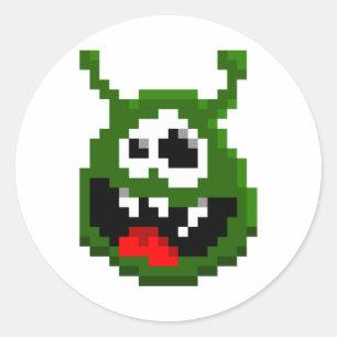 Adesivo Redondo Monstro Verde - Arte em Pixel