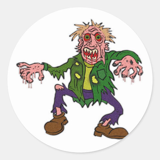 Adesivo Redondo Monstro Zombie Verde das Halloween (Frente)