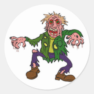 Adesivo Redondo Monstro Zombie Verde das Halloween