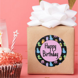 Adesivo Redondo Monstros Cons Coloridos