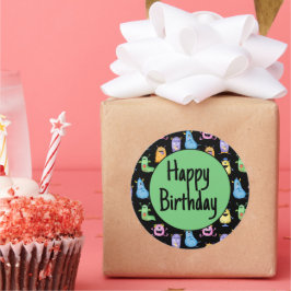 Adesivo Redondo Monstros Cons Coloridos