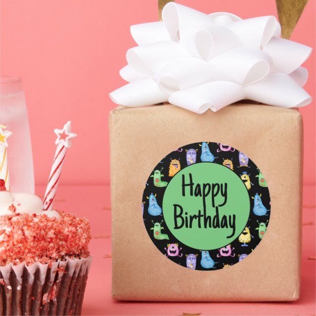 Adesivo Redondo Monstros Cons Coloridos (Festa)