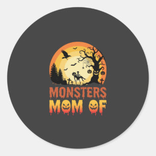 Adesivo Redondo Monstros do Halloween Mãe da Família Esqueleto