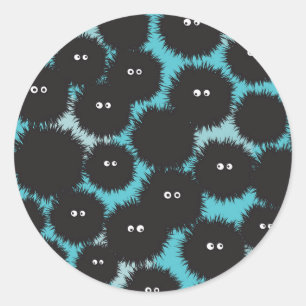 Adesivo Redondo Monstros engraçados e pretos