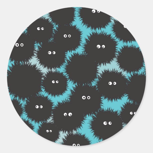 Adesivo Redondo Monstros engraçados e pretos (Frente)