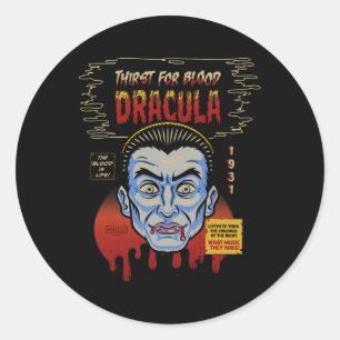Adesivo Redondo Monstros Universais Dracula Vintage Halloween Mask