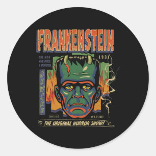 Adesivo Redondo Monstros Universais Frankenstein Vintage Halloween