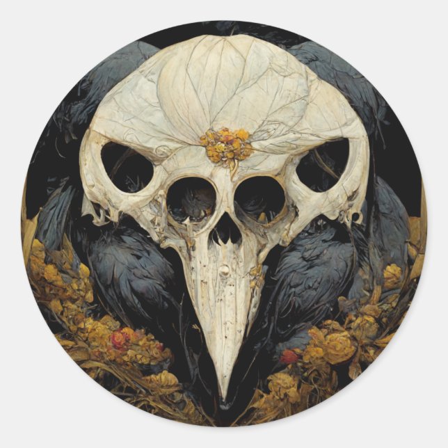Adesivo Redondo Monstrous Raven Horror Gótico Gótico (Frente)